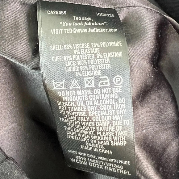 New Ted Baker Rastrel Sheath Dress Black White Bell Sleeve NWT Cocktail XS - Picture 14 of 14